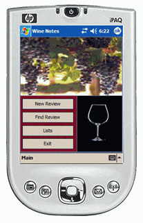 HP iPAQ showing Wine Notes
